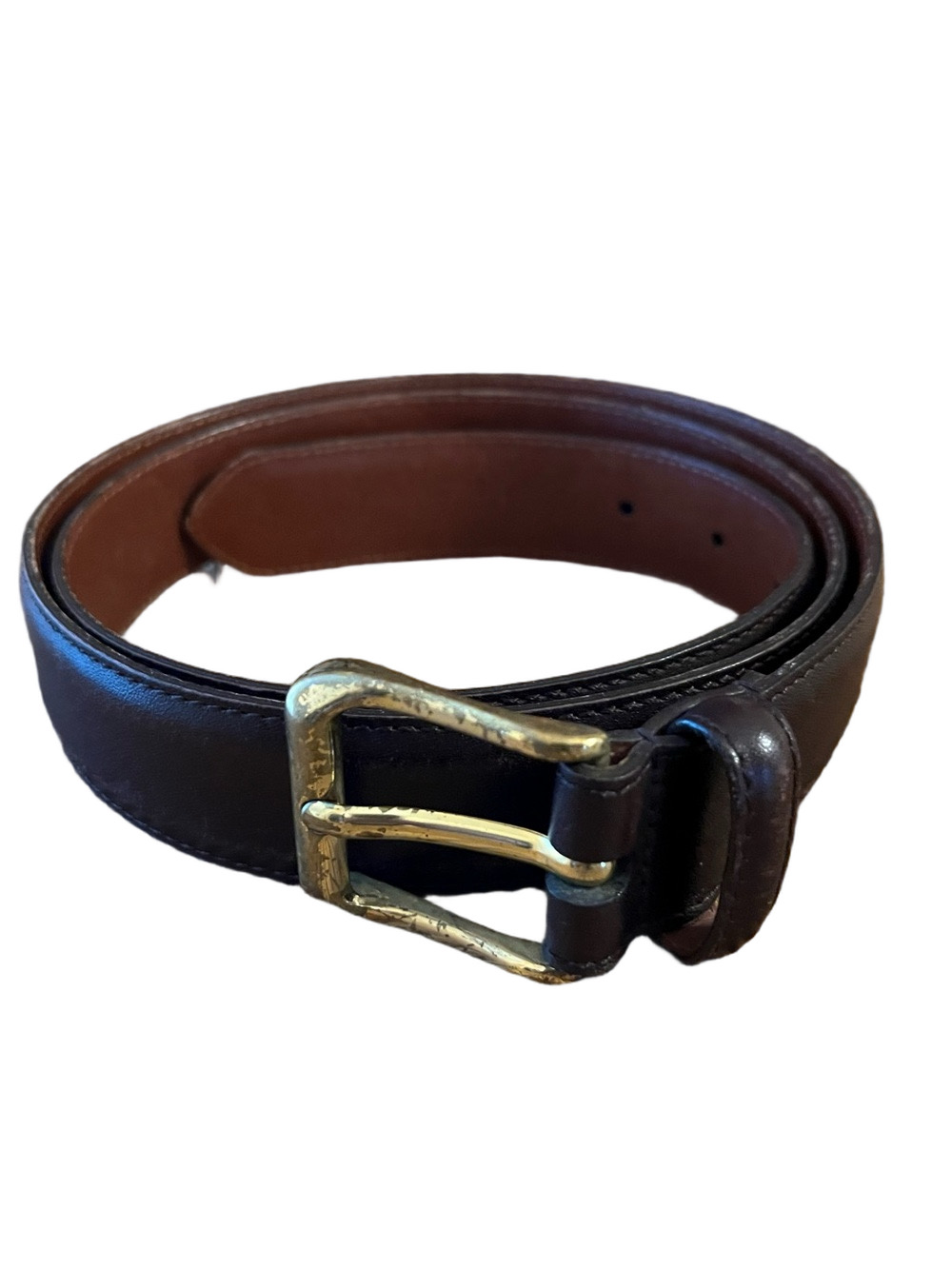 Vintage Coach 5950 Mahogany Leather Belt Solid Brass Buckle Size 38